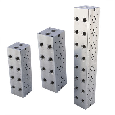 อัลลูมิเนียมสลัด Al6061 ไฮดรอลิก ซิลินเดอร์ วาล์วบล็อก CNC Machining Manifold Block