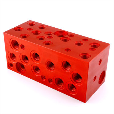 การปรับแต่งไฮดรอลิก Manifold CNC การแปรรูป Anodized Solenoid Valve Manifold
